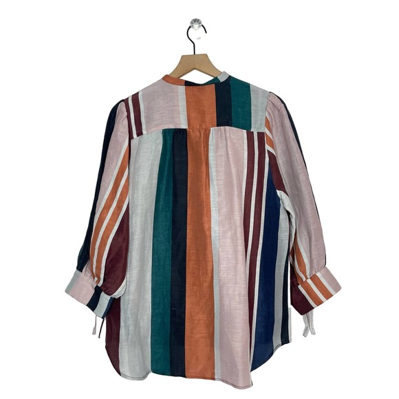 Apiece Apart Isli Viola Top Women's SZ 10 Alhambra Stripe Linen Silk Blend - Picture 4 of 12
